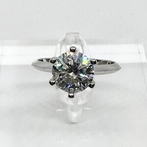 Moissanite Diamond Engagement Ring 2 Ct Six Prong Round Cut 18K GRA Size 7